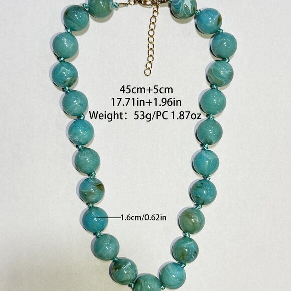 🌿 CHIC Resin Cloud Bead Choker Necklace - Sage Green Handmade Beaded Statement! - Picture 2 of 2